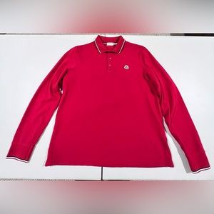 Moncler Red Logo Long-Sleeve Polo Shirt XL